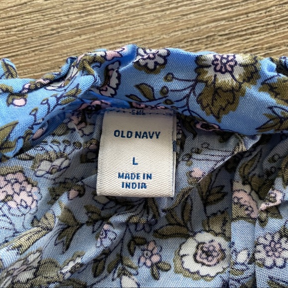 Old Navy Ruffled Sleeve Tie-Belt Top - Blue Floral - Picture 3 of 4